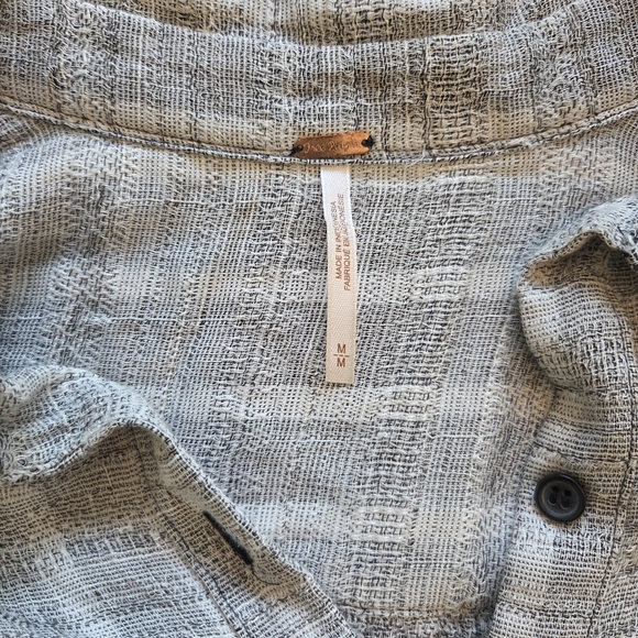 Free People Headed to the Highlands Boho Button-Down Gray Blouse Top, Medium - Picture 7 of 9